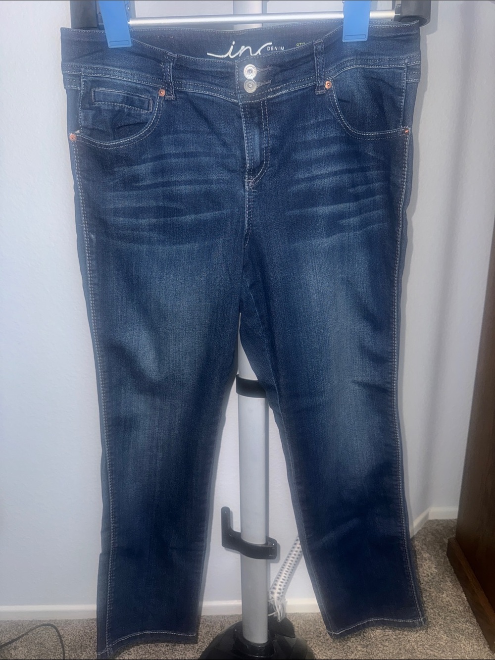 INC International Concepts Dark Indigo Straight-Leg Jeans